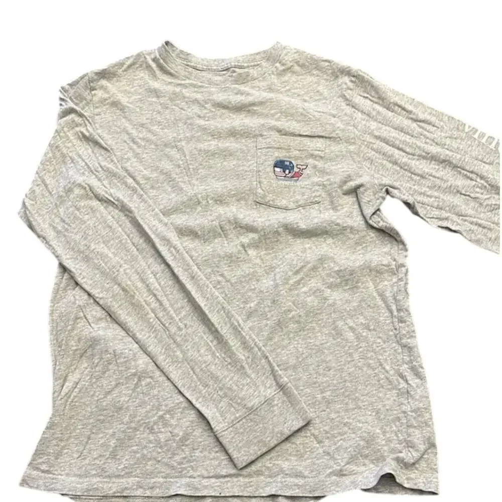 Vineyard Vines Hockey Tee Pocket Light Grey Boy's Size 18